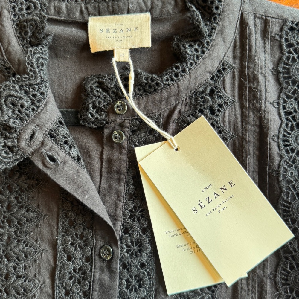 Sézane RYM SHIRT Black Size 10